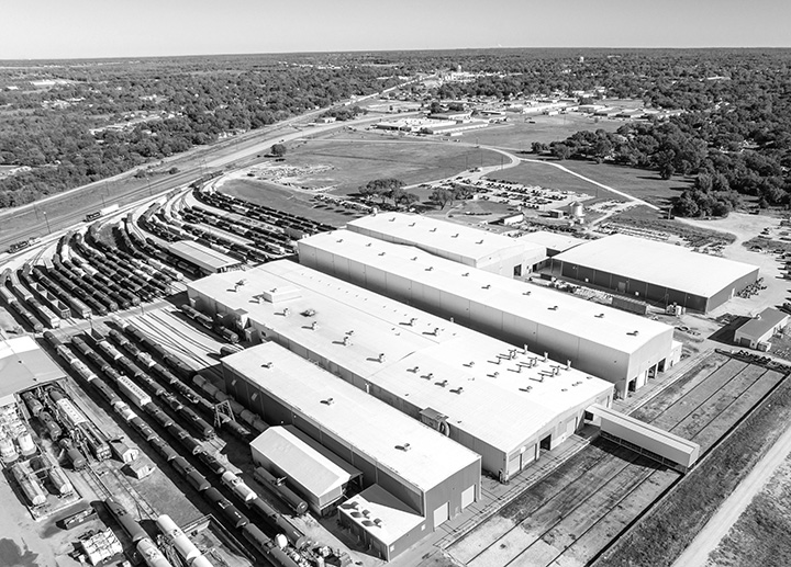 Aerial view of a large industrial facility