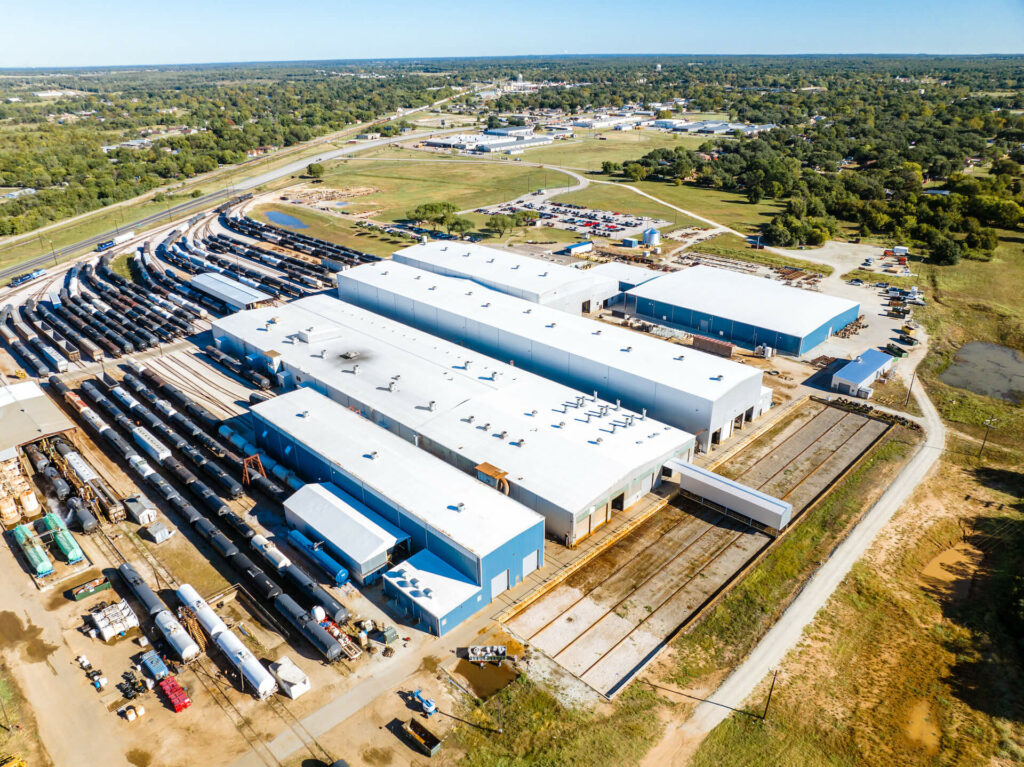 Drone shot of a large railcar leasing facility