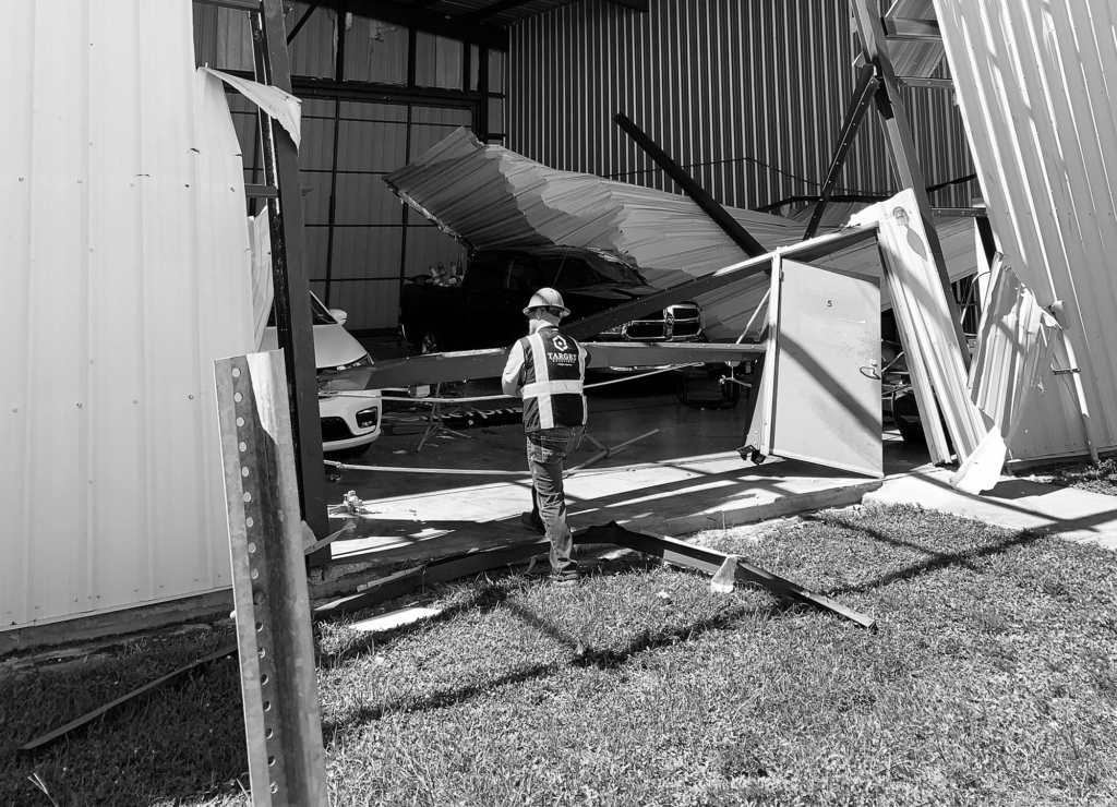 Warehouse damaged by hurricane Ian