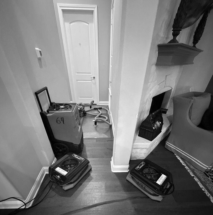 Drying equipment set in residential hallway